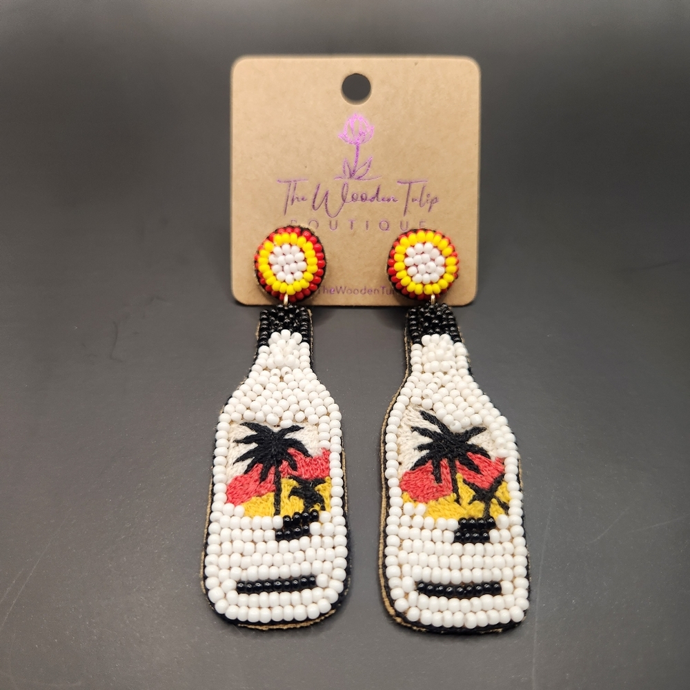 The Wooden Tulip Boutique beaded Malibu bottle earrings